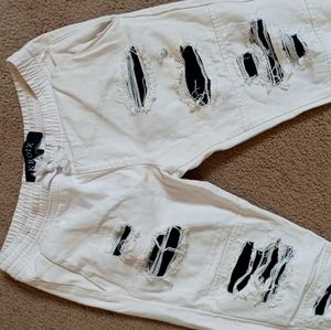 Man's White and Black Joggers